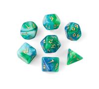 Set di 7 dadi poliedrici per Dungeons and Dragons, MTG, giochi di ruolo, giochi da tavolo, D&D, dadi D20 D12 D10 D8 D6 D4 (blu ciano)