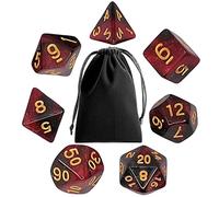 Set di 7 dadi poliedrici, poliedrici, per giochi da tavolo, draghi e dungeon, MTG RPG, con borsa per giochi da tavolo, stelle nere e rosse