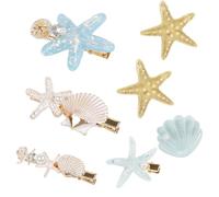 Set di 7 fermagli per capelli a forma di stella marina con conchiglie, accessori per capelli da sirena, per donne e ragazze, fermagli per capelli a coccodrillo da principessa, accessori per lo styling