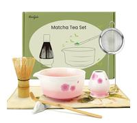 Set di 7 fruste Matcha in fiore di ciliegio, riutilizzabili, con beccuccio, frusta per Matcha, colino per polvere Matcha, set da tè Matcha, regalo per principianti e amanti del tè