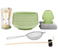 Set di 7 fruste per Matcha, in bambù, con frusta per tè matcha, supporto per frusta, ciotola, paletta, setaccio, panno assorbente, set per cerimonia del tè giapponese, per uso domestico o come regalo