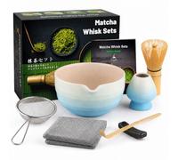 Set di 7 fruste per Matcha, in bambù, con frusta per tè matcha, supporto per frusta, ciotola, paletta, setaccio, panno assorbente, set per cerimonia del tè giapponese, per uso domestico o come regalo