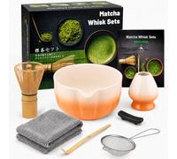 Set di 7 fruste per Matcha, in bambù, con frusta per tè matcha, supporto per frusta, ciotola, paletta, setaccio, panno assorbente, set per cerimonia del tè giapponese, per uso domestico o come regalo