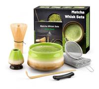 Set di 7 fruste per Matcha, in bambù, con frusta per tè matcha, supporto per frusta, ciotola, paletta, setaccio, panno assorbente, set per cerimonia del tè giapponese, per uso domestico o come regalo
