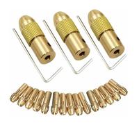 Set di 7 mini mandrini per trapano in ottone per albero motore elettrico, adattatore per mandrino, a sgancio rapido, senza chiave, colore giallo