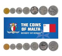 Set di 7 monete da Malta. 1 Cent - 1 Lira 1986. Soldi delle Isole del Mediterraneo