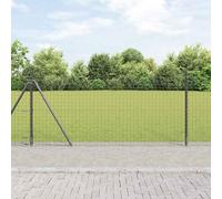 Set di 7 pali per recinzione per cemento, 110 cm, grigio, robusti pali da giardino per recinzione frangivista in acciaio verniciato a polvere