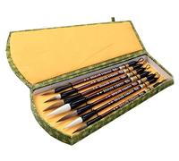 Set di 7 pennelli per calligrafia cinese/giapponese Kanji (capelli di capra, capelli di lupo, capelli misti)