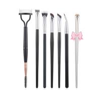 Set di 7 pennelli per ciglia a forma di ventaglio, pettine per sopracciglia, applicatore separatore per mascara, pennello angolato per eyeliner, pennello pieghevole a doppia testa per trucco da donna