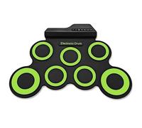 Set di 7 percussioni elettriche, con altoparlanti integrati, pedali e bacchette, regalo per bambini, colore verde