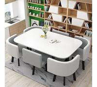Set di 7 pezzi con tavolo da pranzo moderno Mid Century con tavolo da bar, ideale per 6 persone in sala da pranzo, cucina, ristorante e soggiorno (dimensioni tavolo: H 90 x 150 cm)