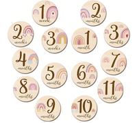 Set di 7 pezzi di divisori circolari per bambini con stampa reversibile, set di cartoncini in legno stampati per celebrare le tappe di crescita del bambino, con cartello per annunci, regalo per gravid