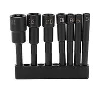 Set di 7 pezzi di mandrini esadecimali a forma di fiore di pruno, adattatore per presa di trapano elettrico con misure E4, E5, E6, E8, E10, E12 ed E14, chiave a vite antifurto in