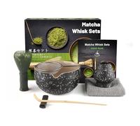 Set di 7 Pezzi Matcha Kit,Set Accessori Cerimonia Tè Matcha,Portafrusta,L'Insieme Perfetto per Preparare Tè Matcha (nero maculato)