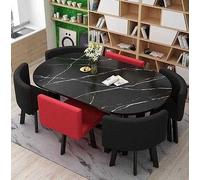 Set di 7 pezzi moderno tavolo da pranzo ovale con 6 sedie elegante mobili da cucina e soggiorno, perfetto per sala da pranzo, riunioni e aree salotto