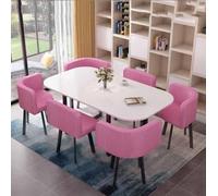 Set di 7 pezzi tavolo da pranzo rotondo con 6 sedie, mobili compatti e versatili per cucina, soggiorno, ufficio, elegante sala da pranzo insieme per riunioni di famiglia