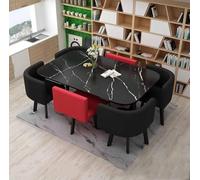 Set di 7 pezzi tavolo da pranzo rotondo con 6 sedie, mobili compatti e versatili per cucina, ufficio, soggiorno, elegante sala da pranzo insieme per riunioni di famiglia