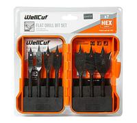 Set di 7 punte piatte per trapano, 10-32 mm, ultra affilate, con custodia, ideali per la lavorazione del legno, commercianti, elettricisti, idraulici, WellCut