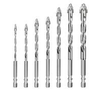 Set di 7 Punte Trapano Cemento Armato, 3/4/5/6/8/10/12 Mm, Punta Eccentrica Ad Alta Resistenza Con 4 Tagli, Per Cemento, Vetro, Ceramica, Legno, Metallo, Foratura