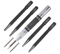 Set di 7 punzoni manuali con punte in acciaio temprato, funzionamento a molla e impugnatura antiscivolo per una marcatura precisa con una sola mano