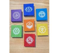 Set di 7 quaderni in carta Lokta nepalese fatta a mano con mini design tibetano chakra arcobaleno