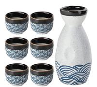 Set di 7 sake in ceramica giapponese Set include 1 bottiglia di sake 6 tazze di sake per sake caldo o freddo a casa o ristorante