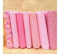 Set di 7 scampoli di tessuto di cotone assortiti, pretagliati, per charm, trapunte, 25 x 25 cm, materiale da cucito fai da te, per patchwork, progetti fatti a mano, set da 7 pezzi (rosa)