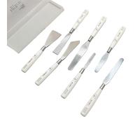 Set di 7 spatole in acciaio inox, con manico in legno, per pittura ad olio acrilico, miscela di colori misti