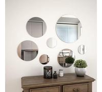 Set di 7 specchi da parete in vetro rotondo - moderno set di specchi in vetro per soggiorno, corridoio e bagno - decorazione elegante e estetica dello spazio - ideale per piccoli spazi
