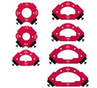 Set di 7 stencil per fresatura a raggio d'angolo, in alluminio, 18 punti, per interni perfetti, arrotondamenti esterni e smussi (R10-R60, T10-T60) con doppi attacchi per fresatura superiore