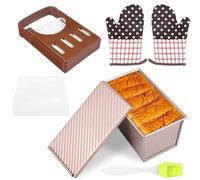 Set di 7 teglie per pane tostato, rivestimento antiaderente, con pennello, affettatrice per pane e dolci, torte