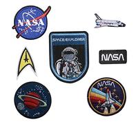 Set di 7 toppe ricamate termoadesive, con disegni di astronauta, Nasa, Space Explorer, veicolo spaziale