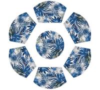 Set di 7 tovagliette con motivo tropicale con foglie di palma e cuneo, in PVC, resistenti al calore, antiscivolo, lavabili, protezione per tavolo da pranzo, decorazione per la casa e la cucina, per