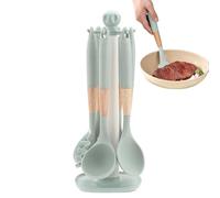 Set di 7 utensili da cucina in silicone, resistenti al calore, cucchiai da cucina, mestoli, mestoli, spatole, pentole, padelle, raschiare, miscelare, preparare i pasti, casa, appartamento, fattoria