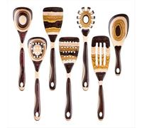 Set di 7 utensili in Pakkawood, ecologici, cucchiaio di legno per cucinare,