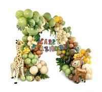 Set di 70 palloncini a forma di animali con adorabili palloncini a forma di cervo e sfondo con lettere inglesi di buon compleanno, perfette per feste di ragazzi e ragazze, celebrazioni a tema natura