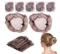 Set di 70 retine per capelli per chignon, retine per capelli da balletto, 20 pezzi da 50 cm e 50 forcine a forma di U, per donne, ragazze, ballerine, infermiere (marrone)