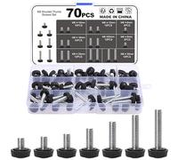 Set di 70 viti a testa zigrinata M6 con filettatura in carbonio, manopole di montaggio, manopole per maniglia, viti di bloccaggio rotonde, clip per tubi per tipi di supporto e macchina (C)