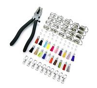 Set di 71 nappe portachiavi in 20 colori, clip per coda in pelle, anelli aperti, chiusura a gancio con 1 strumento di installazione portachiavi sfuso