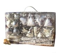 Set di 72 decorazioni per albero di Natale con palline in plastica e ghirlanda, per albero di Natale, con diverse forme e dimensioni per un ricco effetto visivo (C)