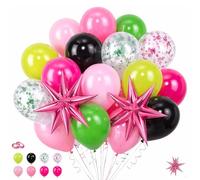 Set di 72 palloncini magici di compleanno con stelle esplosive da 55,9 cm, rosa rosso perla e coriandoli per ragazze a tema incantato