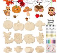 Set di 72 scacciapensieri per bambini, in legno, per bambini, per l'autunno, per bambini, per il fai da te, per l'autunno, per il compleanno, per ragazzi e ragazze, vacanze, artigianato