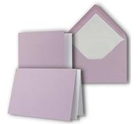 Set di 75 biglietti pieghevoli, formato DIN B6, 12 x 17 cm, 120 x 170 mm, con buste e fogli, struttura a coste, superficie orchidea, biglietti d'invito vintage