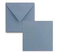 Set di 75 biglietti singoli quadrati, da 15 x 15 cm, con buste, ideale per biglietti di auguri e altro ancora, colore: grigio-blu, della serie FarbenFroh di Gustav Neuser