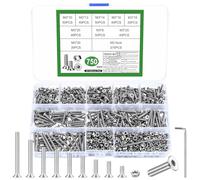 Set di 750 viti M3, dadi a testa svasata in acciaio inox, viti a esagono incassato e dadi, assortimento di viti a testa cilindrica con dadi, set di viti filettate (750 M3)