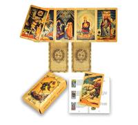 Set di 78 tarocchi in lamina d'oro, carte dorate con guida di 36 pagine, PVC, impermeabile e anti-rughe, mazzo di tarocchi, per principianti (Stelle e Luna, Oro)