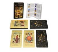 Set di 78 tarocchi in lamina d'oro, carte dorate con guida di 36 pagine, PVC, impermeabile e anti-rughe, mazzo di tarocchi, per principianti (Sole, Luna e Stelle, Oro)