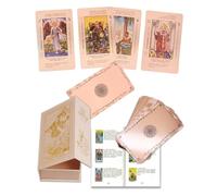 Set di 78 tarocchi in lamina d'oro, carte dorate con guida di 36 pagine, PVC, impermeabile e anti-rughe, mazzo di tarocchi, per principianti (Nasturzio, Oro rosa)