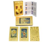 Set di 78 tarocchi in lamina d'oro, carte dorate con guida di 36 pagine, PVC, impermeabile e anti-rughe, mazzo di tarocchi, per principianti (Sole d'oro, Oro)