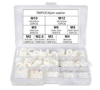 Set di 780 rondelle piatte assortite in nylon, 9 misure, per l'uso in impianti idraulici, elettronici e fissaggio meccanico
